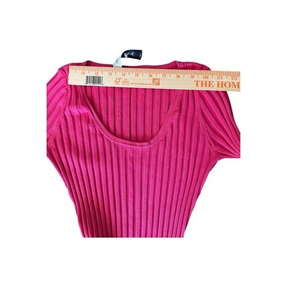 PRABAL GURUNG Striped Ribbed Bodycon Midi Dress In Pink Color Block XS - Picture 9 of 16